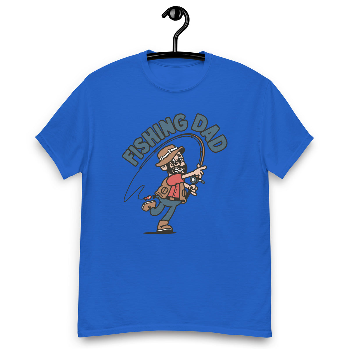 Fishing Black Hair Light Skin Tone Glasses Beard Dad T-Shirt