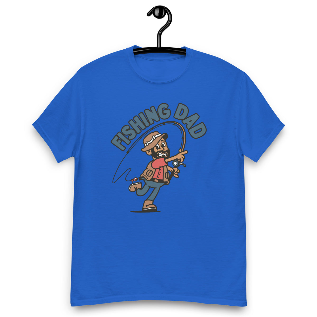 Fishing Black Hair Tan Skin Tone No-Glasses Beard Dad T-Shirt
