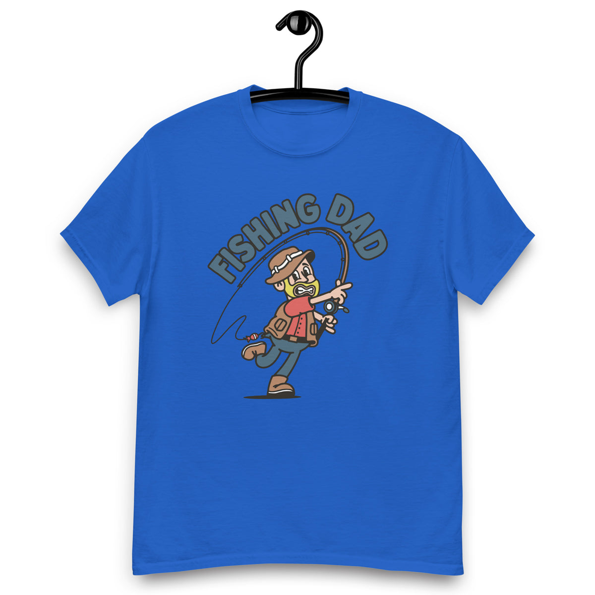 Fishing Blond Hair Light Skin Tone No-Glasses Beard Dad T-Shirt