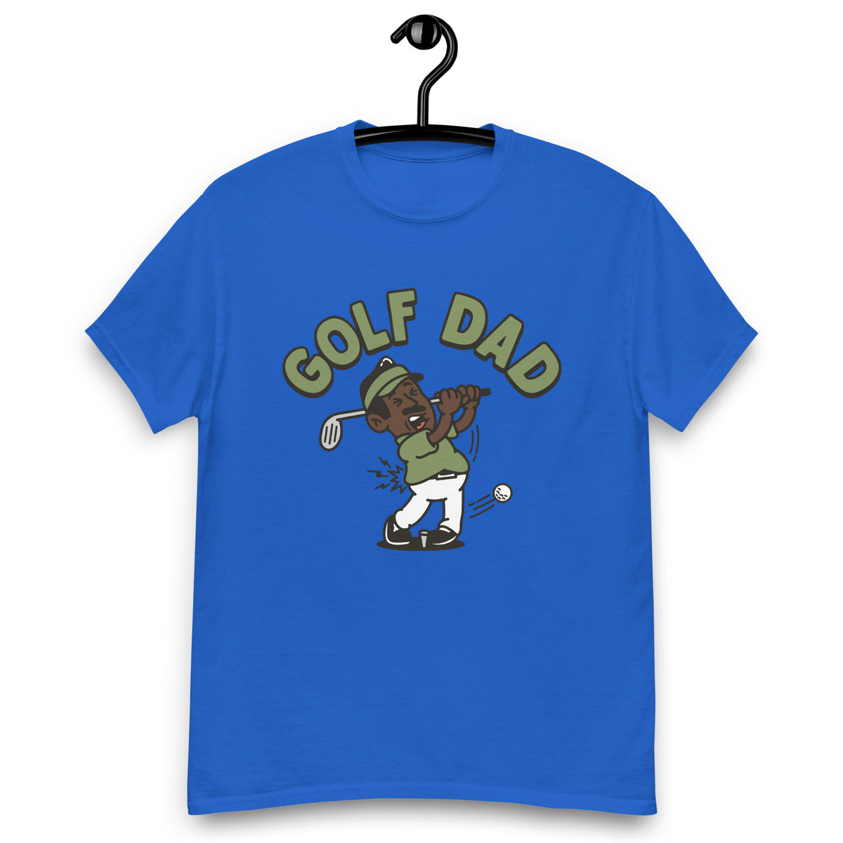 Golf Black Hair Dark Skin Tone No-Glasses Moustache Dad T-Shirt