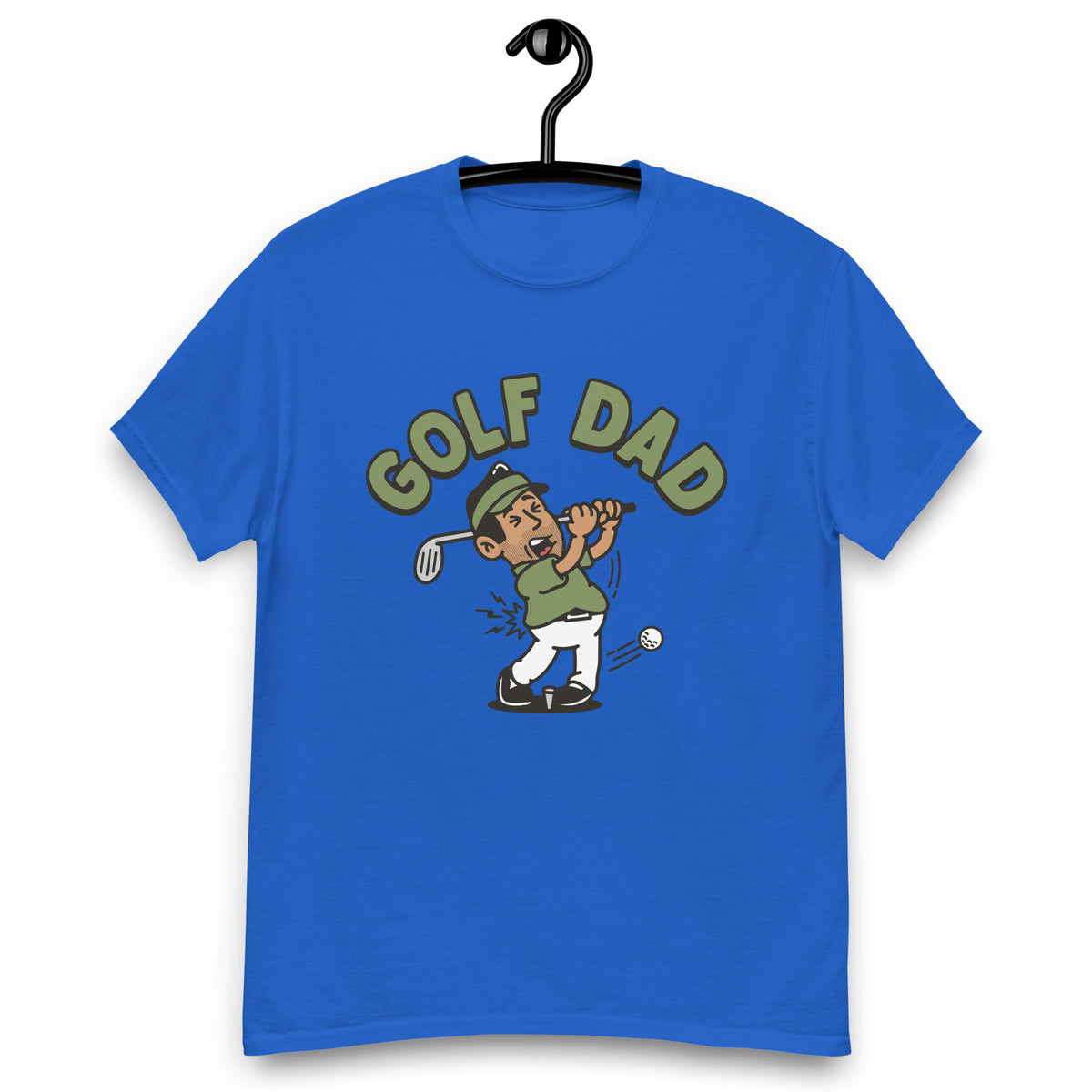 Golf Black Hair Tan Skin Tone No-Glasses Stubble Dad T-Shirt