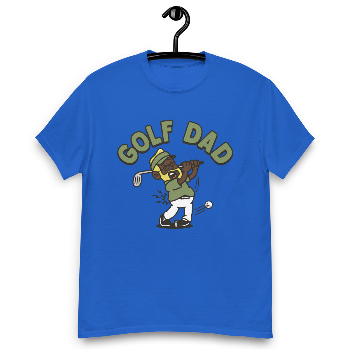Golf Blond Hair Dark Skin Tone Glasses Beard Dad T-Shirt