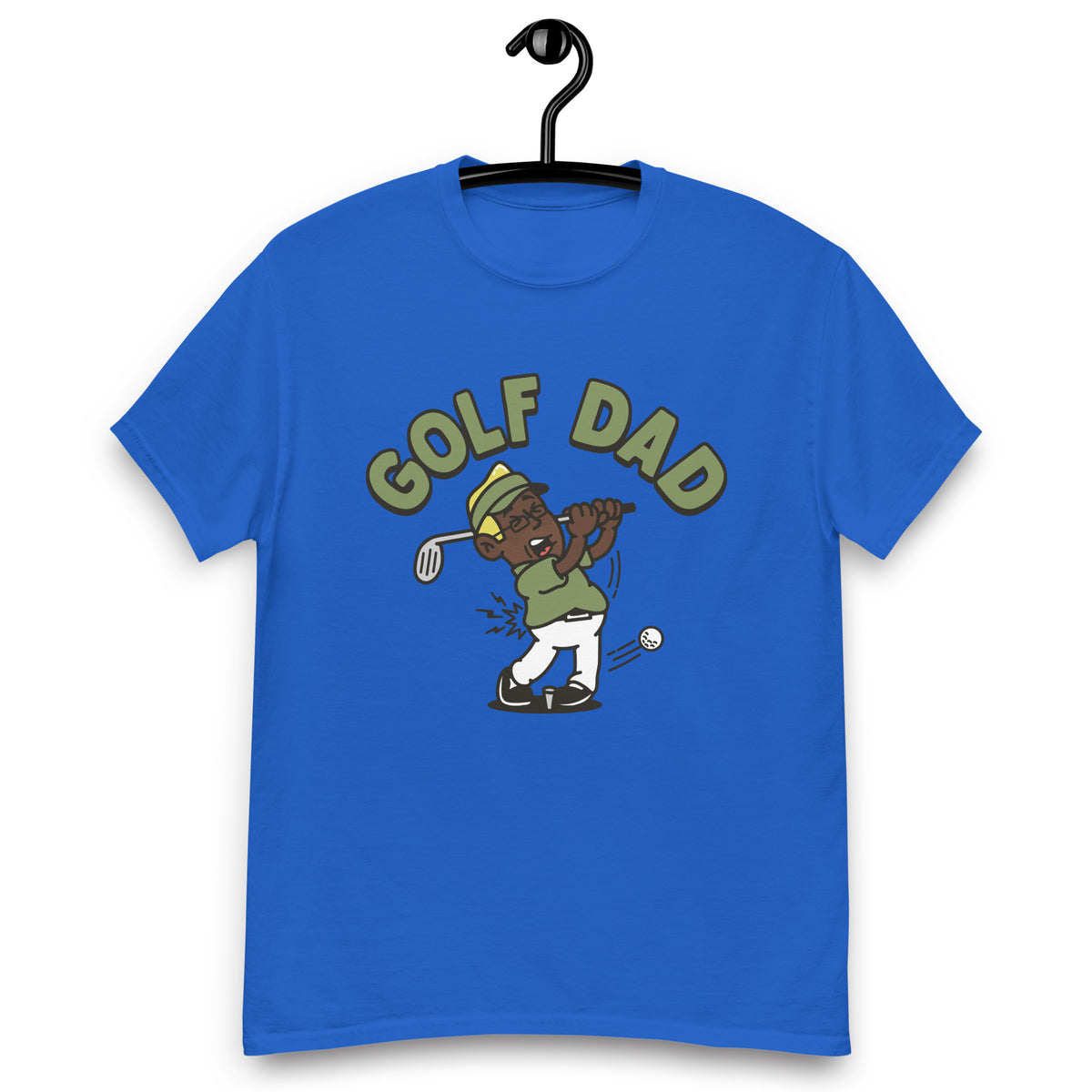 Golf Blond Hair Dark Skin Tone Glasses Stubble Dad T-Shirt