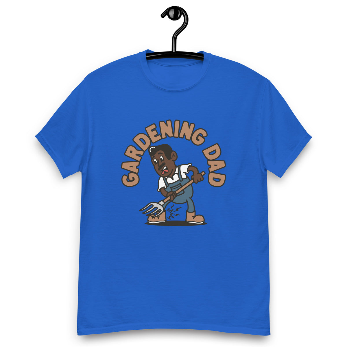 Gardening Black Hair Dark Skin Tone No-Glasses Medium Moustache Dad T-Shirt