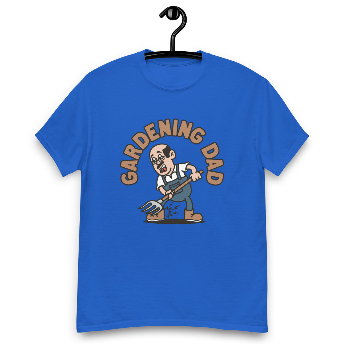 Gardening Black Hair Light Skin Tone Glasses Bald Moustache Dad T-Shirt