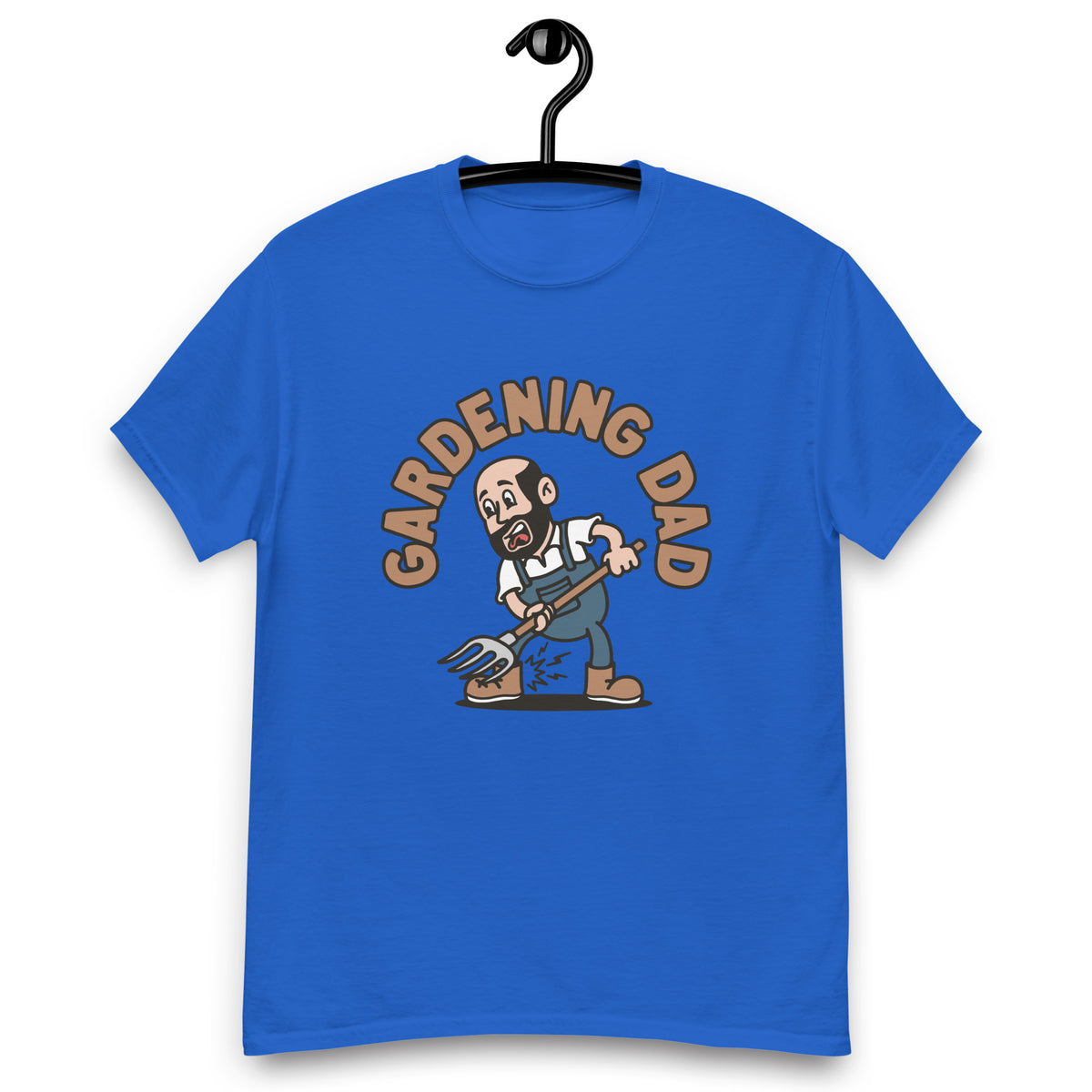 Gardening Black Hair Light Skin Tone No-Glasses Bald Beard Dad T-Shirt