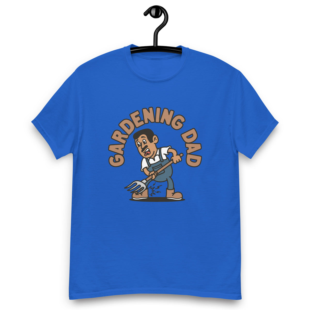 Gardening Black Hair Tan Skin Tone No-Glasses Short Moustache Dad T-Shirt