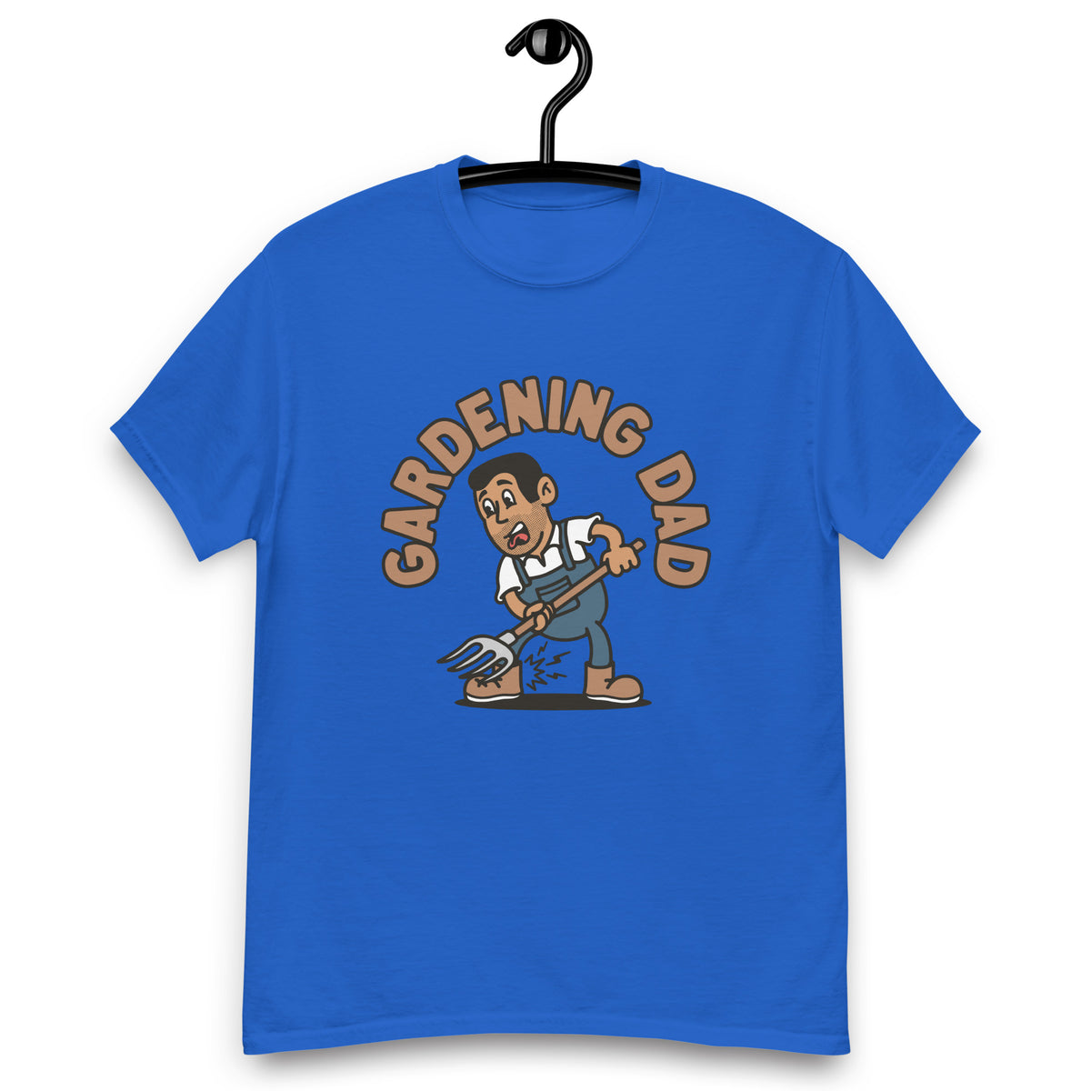 Gardening Black Hair Tan Skin Tone No-Glasses Short Stubble Dad T-Shirt