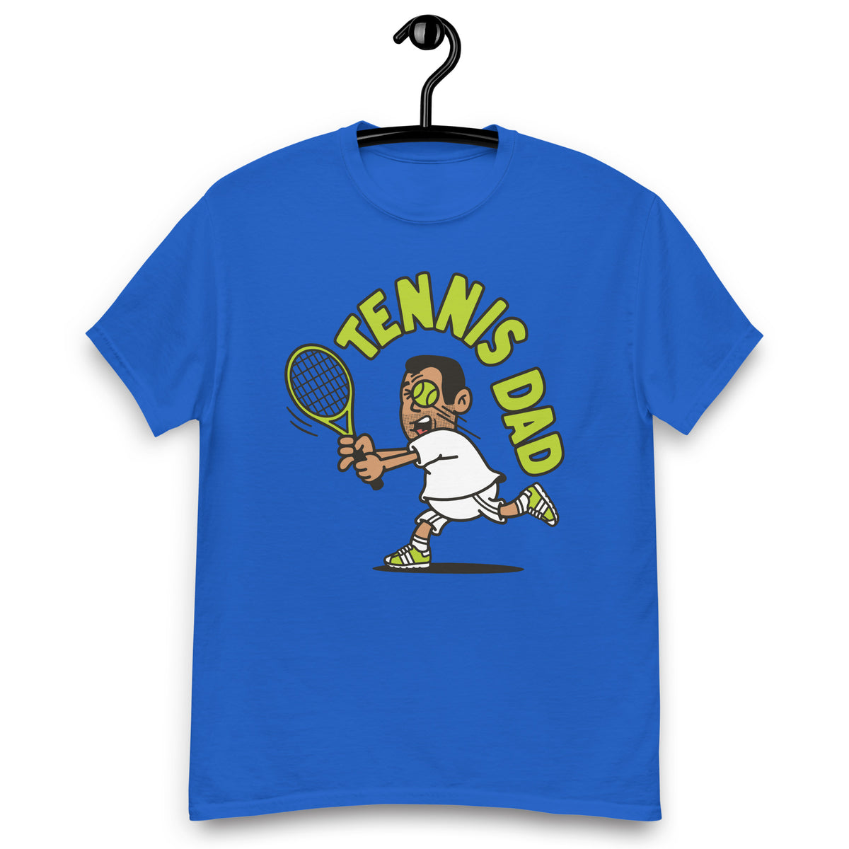 Tennis Black Hair Tan Skin Tone No-Glasses Short Stubble Dad T-Shirt