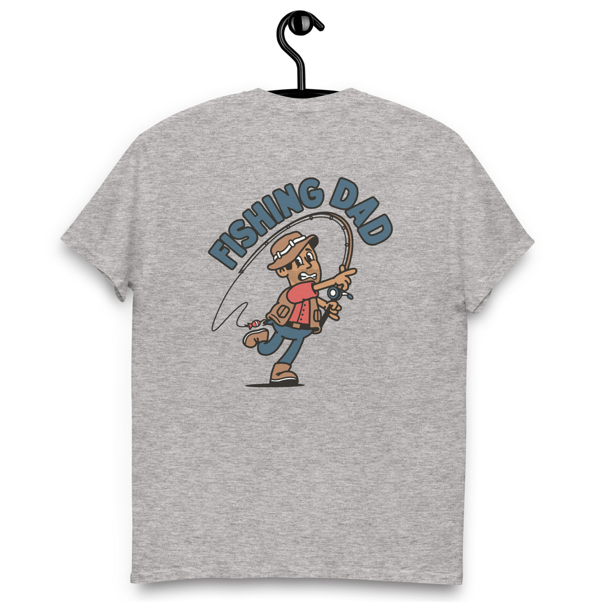 Fishing Black Hair Tan Skin Tone No-Glasses Stubble Dad T-Shirt