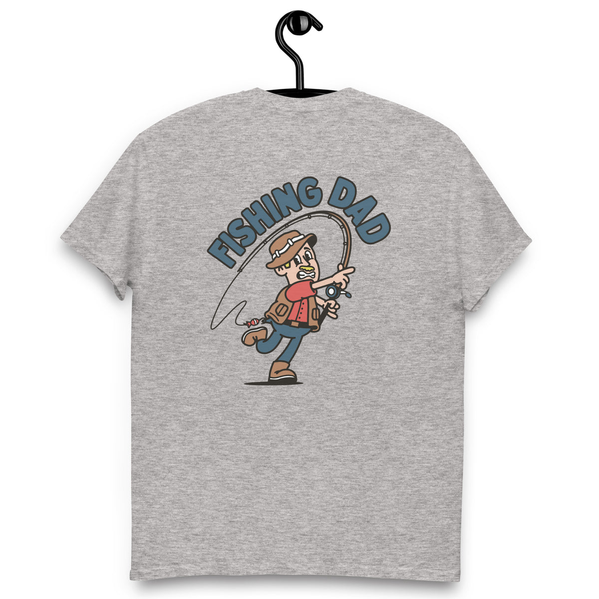 Fishing Blond Hair Light Skin Tone No-Glasses Moustache Dad T-Shirt
