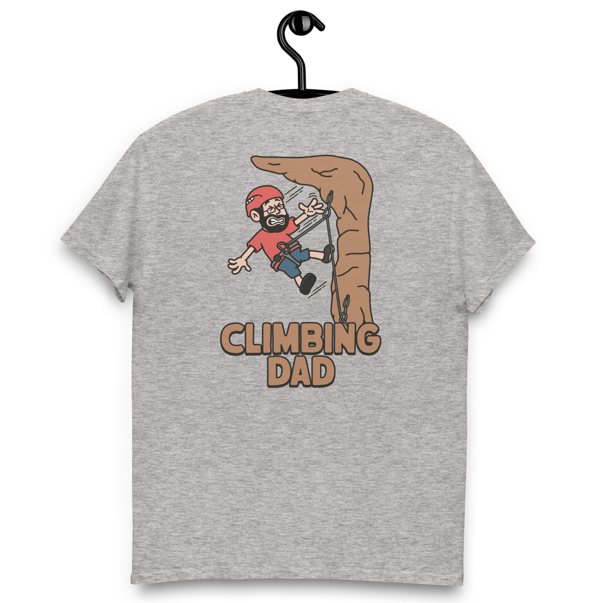 Climbing Black Hair Light Skin Tone Glasses Beard Dad T-Shirt