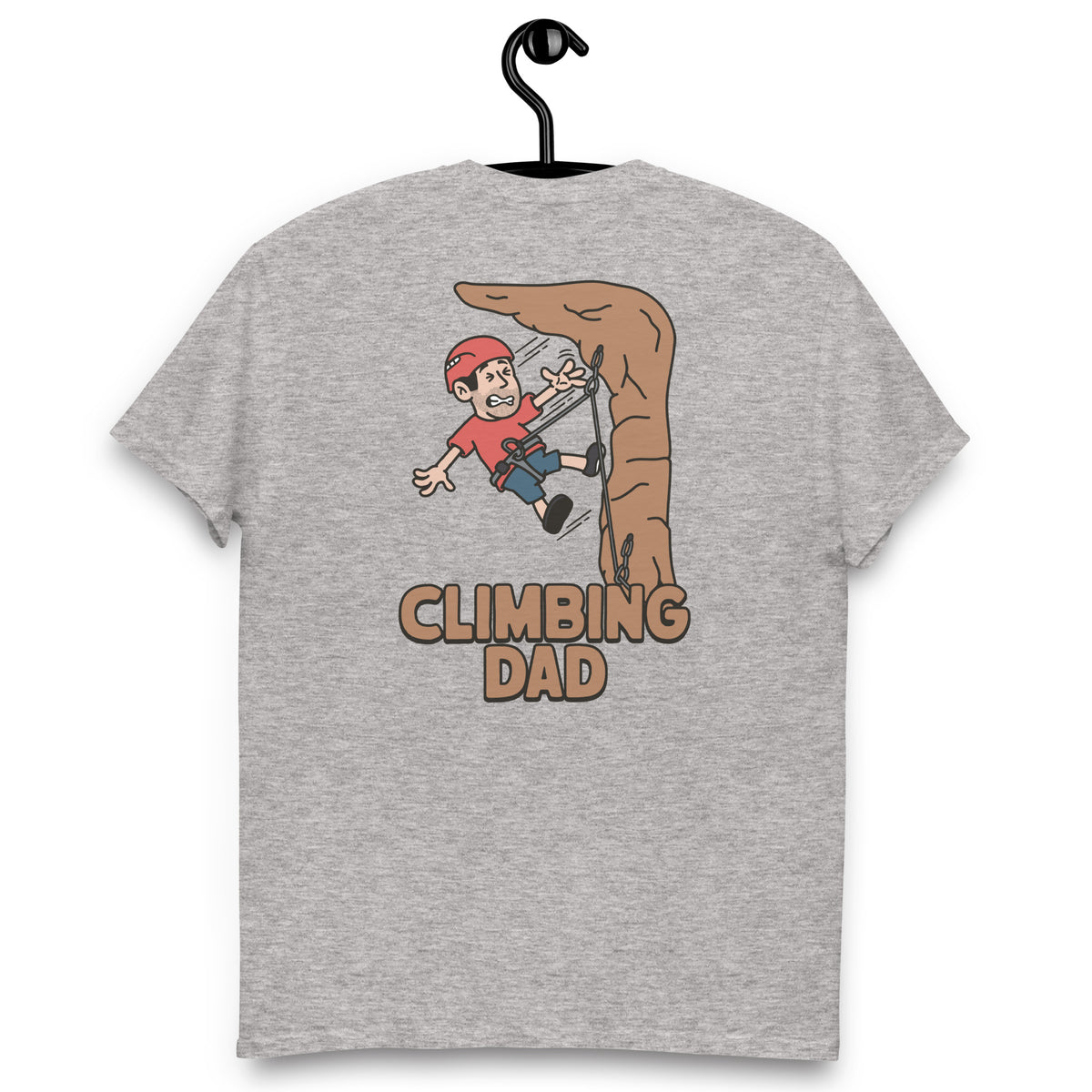 Climbing Black Hair Light Skin Tone No-Glasses Stubble Dad T-Shirt