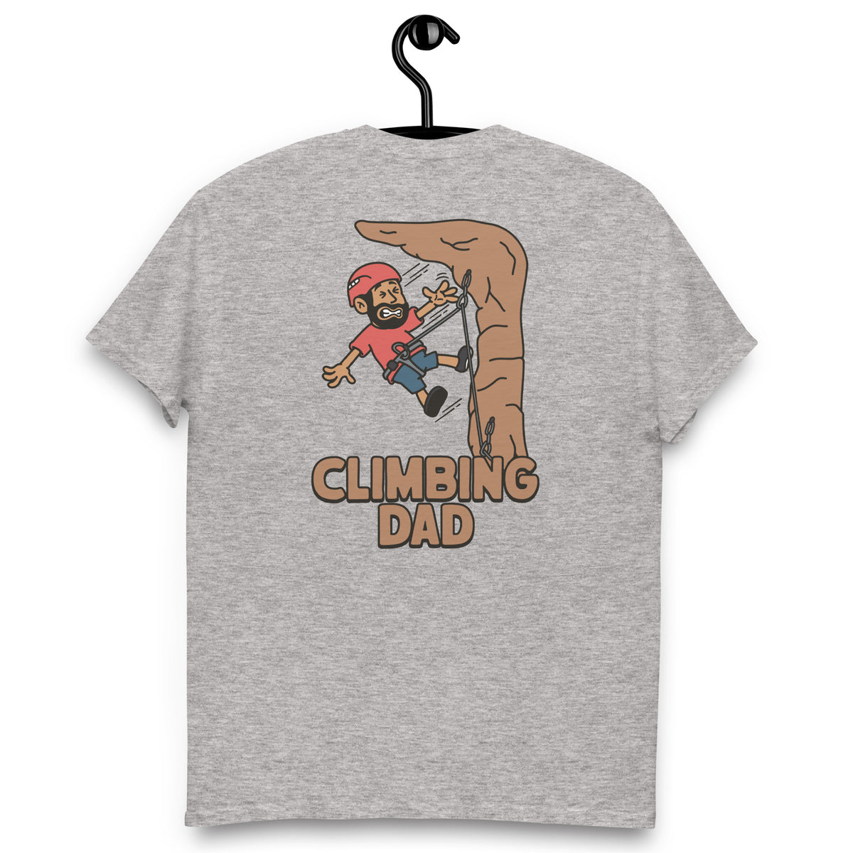 Climbing Black Hair Tan Skin Tone No-Glasses Beard Dad T-Shirt