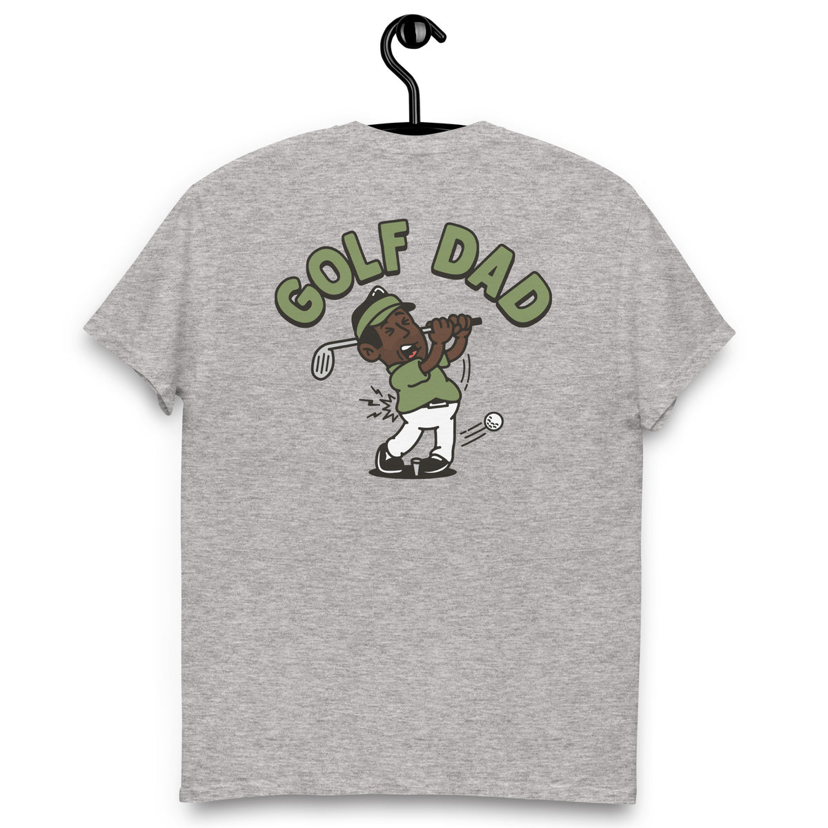 Golf Black Hair Dark Skin Tone No-Glasses Stubble Dad T-Shirt