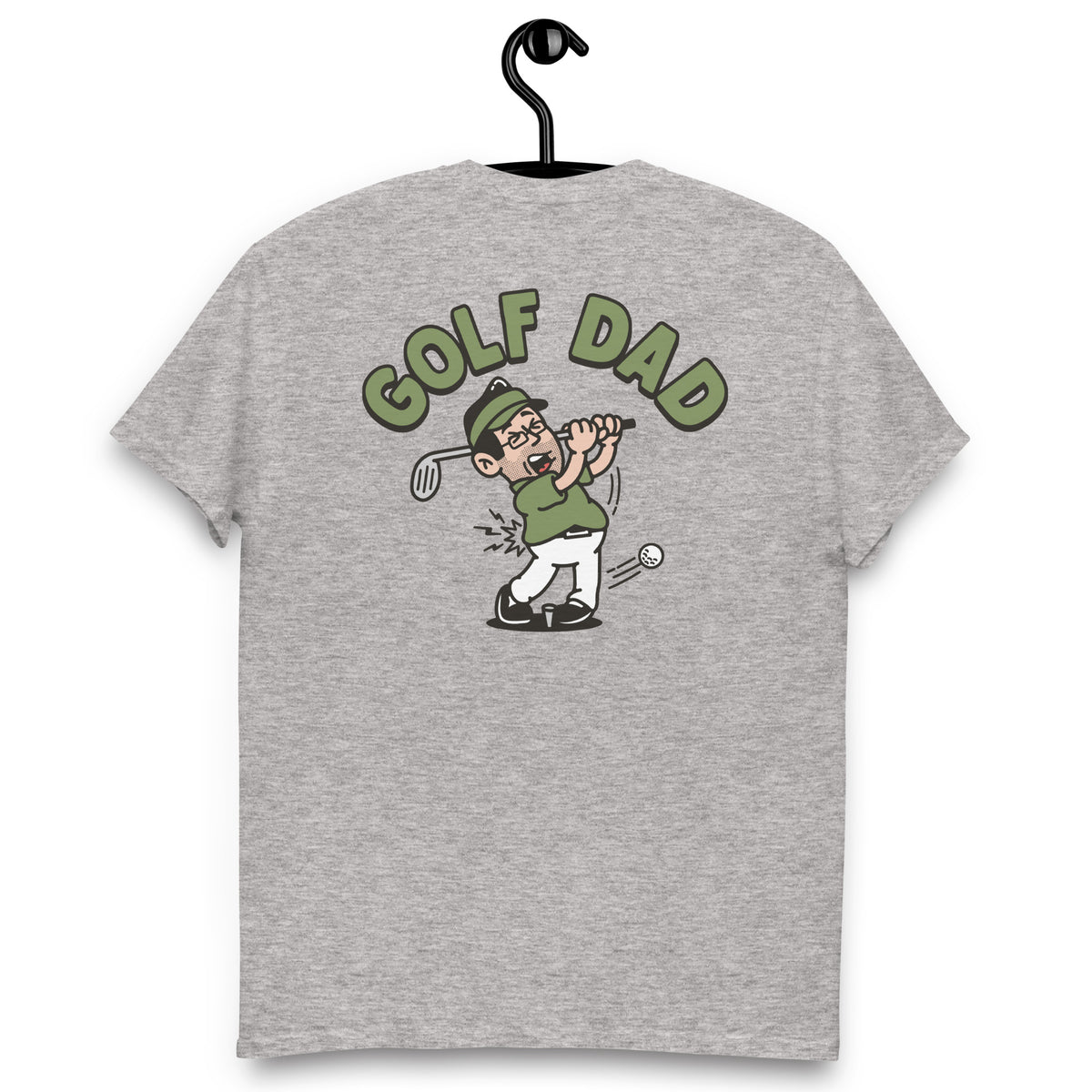 Golf Black Hair Light Skin Tone Glasses Stubble Dad T-Shirt