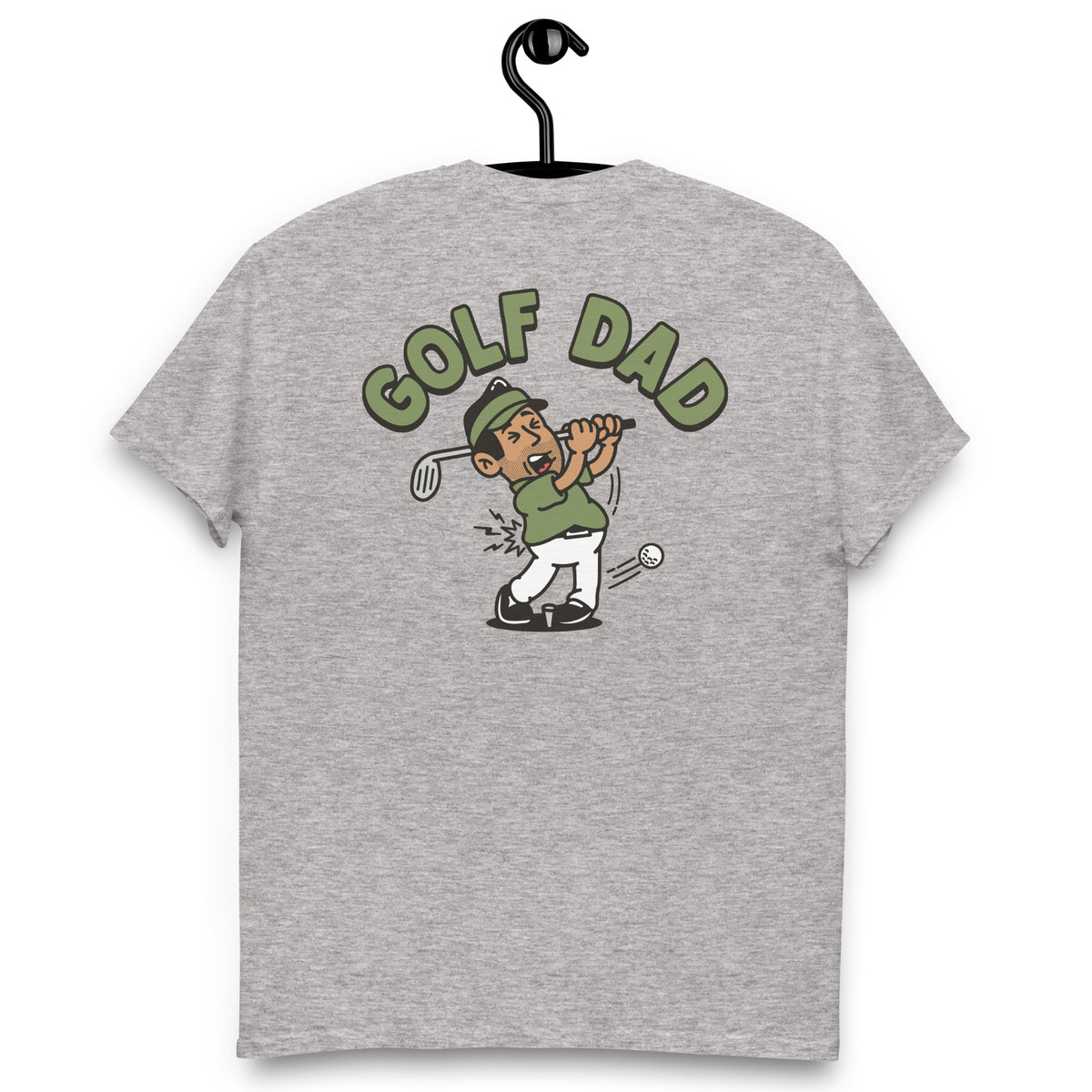 Golf Black Hair Tan Skin Tone No-Glasses Stubble Dad T-Shirt