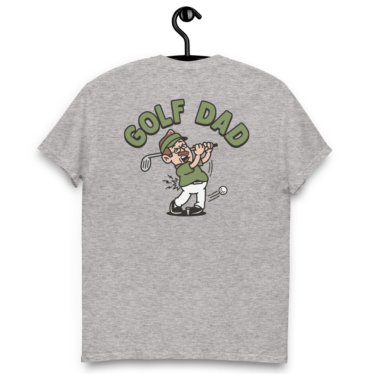 Golf Brown Hair Light Skin Tone Glasses Moustache Dad T-Shirt