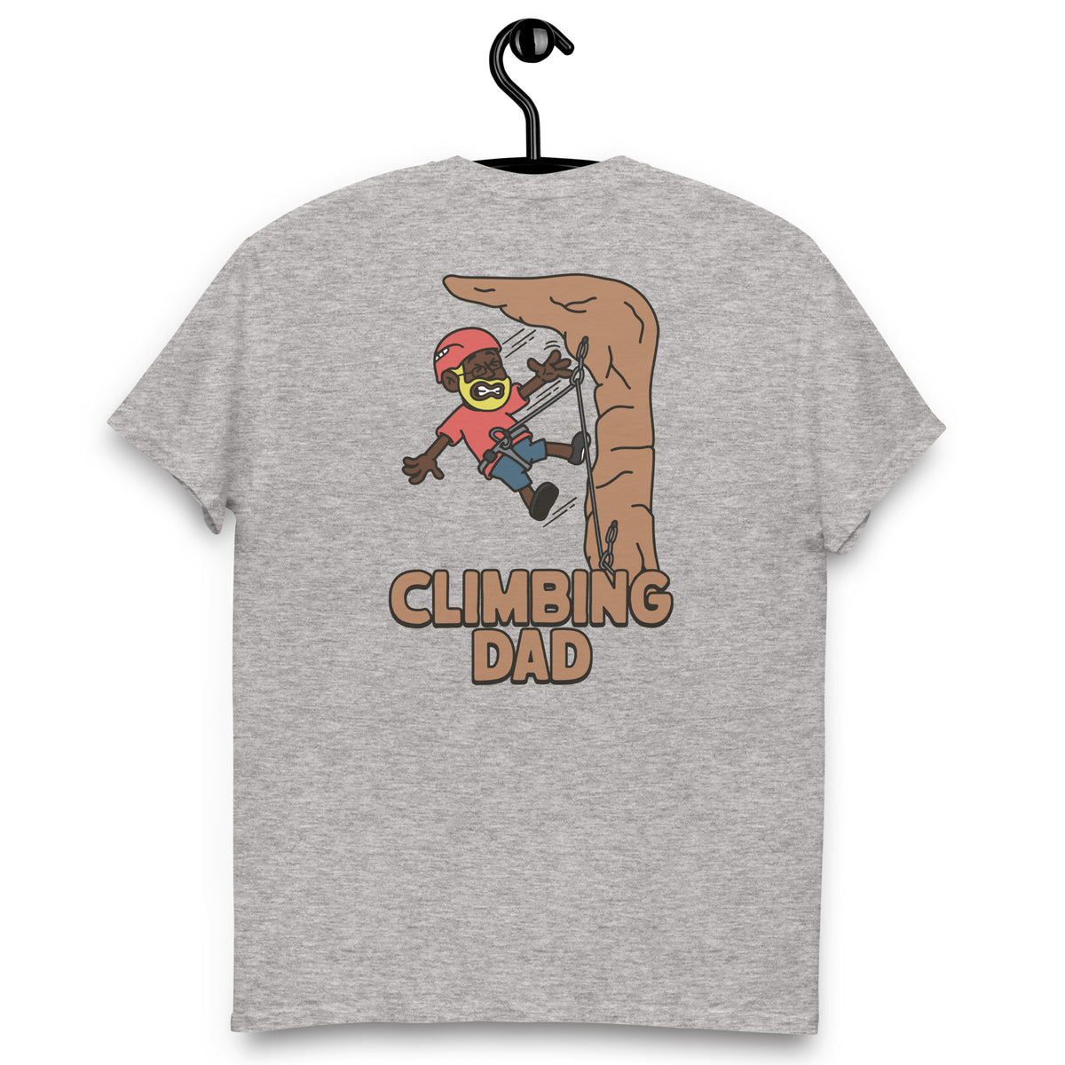 Climbing Blond Hair Dark Skin Tone Glasses Beard Dad T-Shirt