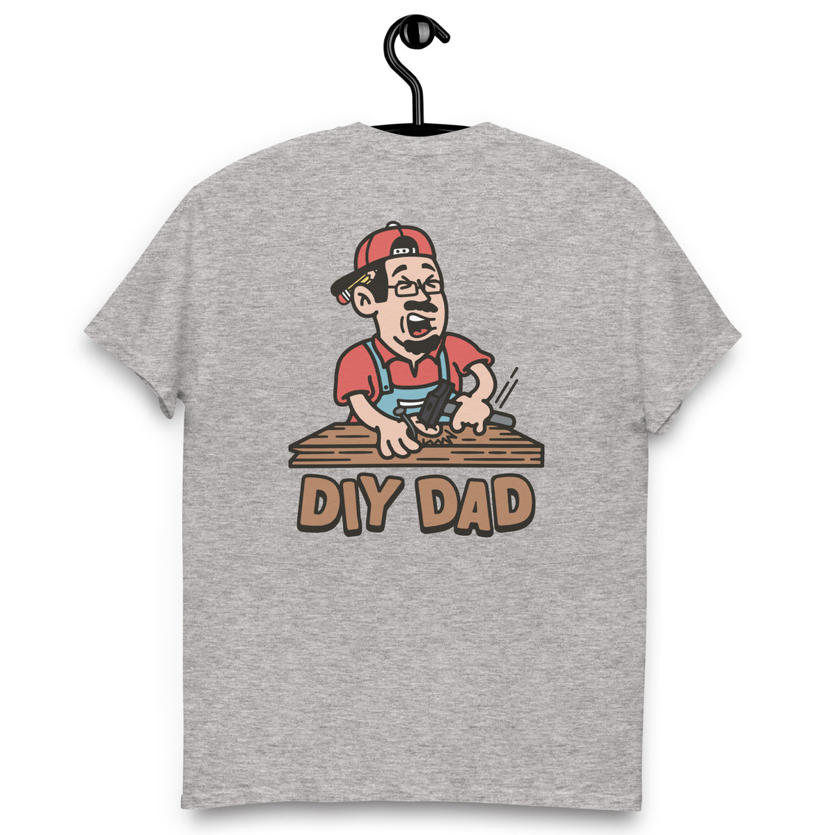 DIY Black Hair Light Skin Tone No-Glasses Moustache & Chin Beard Dad T-Shirt