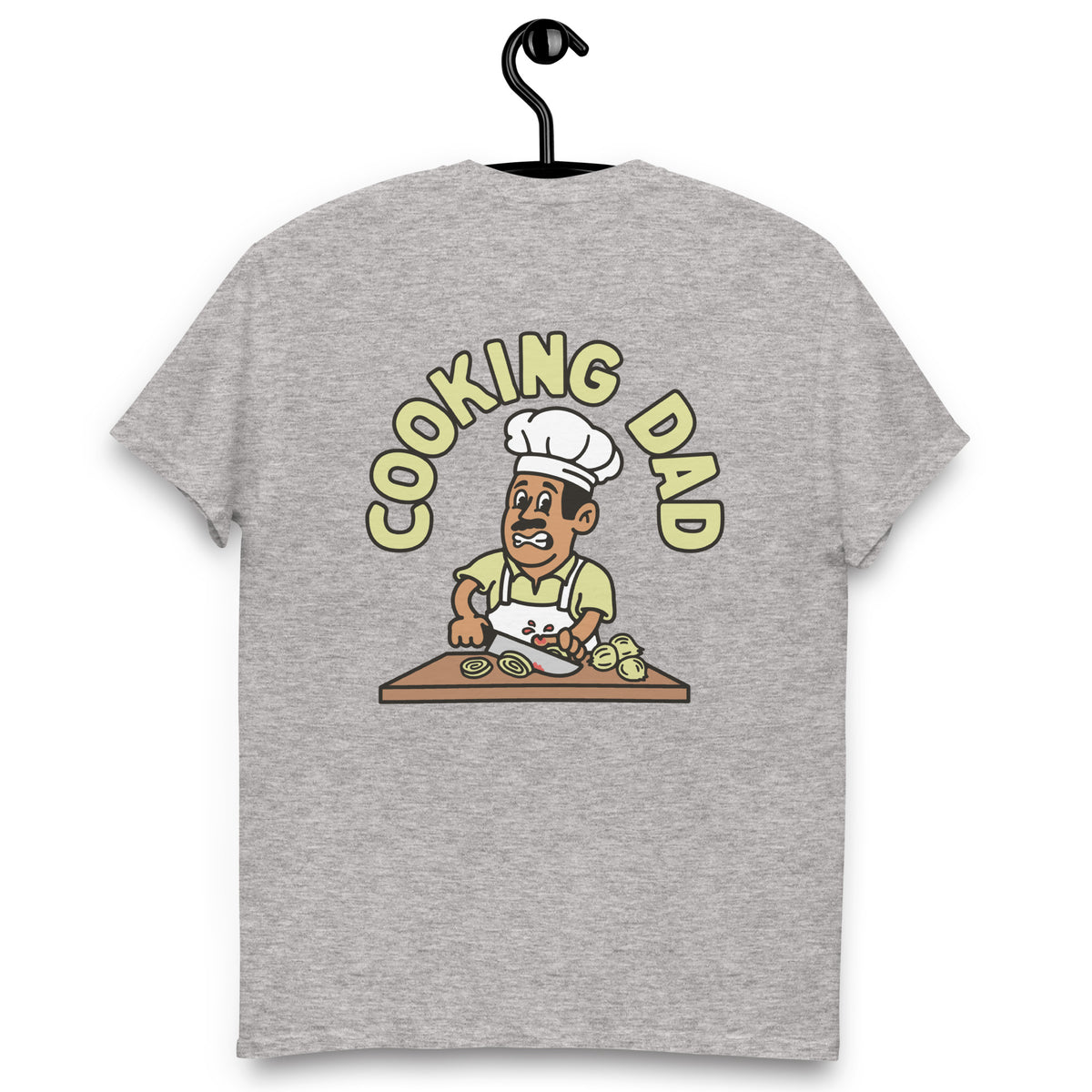 Cooking Black Hair Tan Skin Tone No-Glasses Moustache Dad T-Shirt