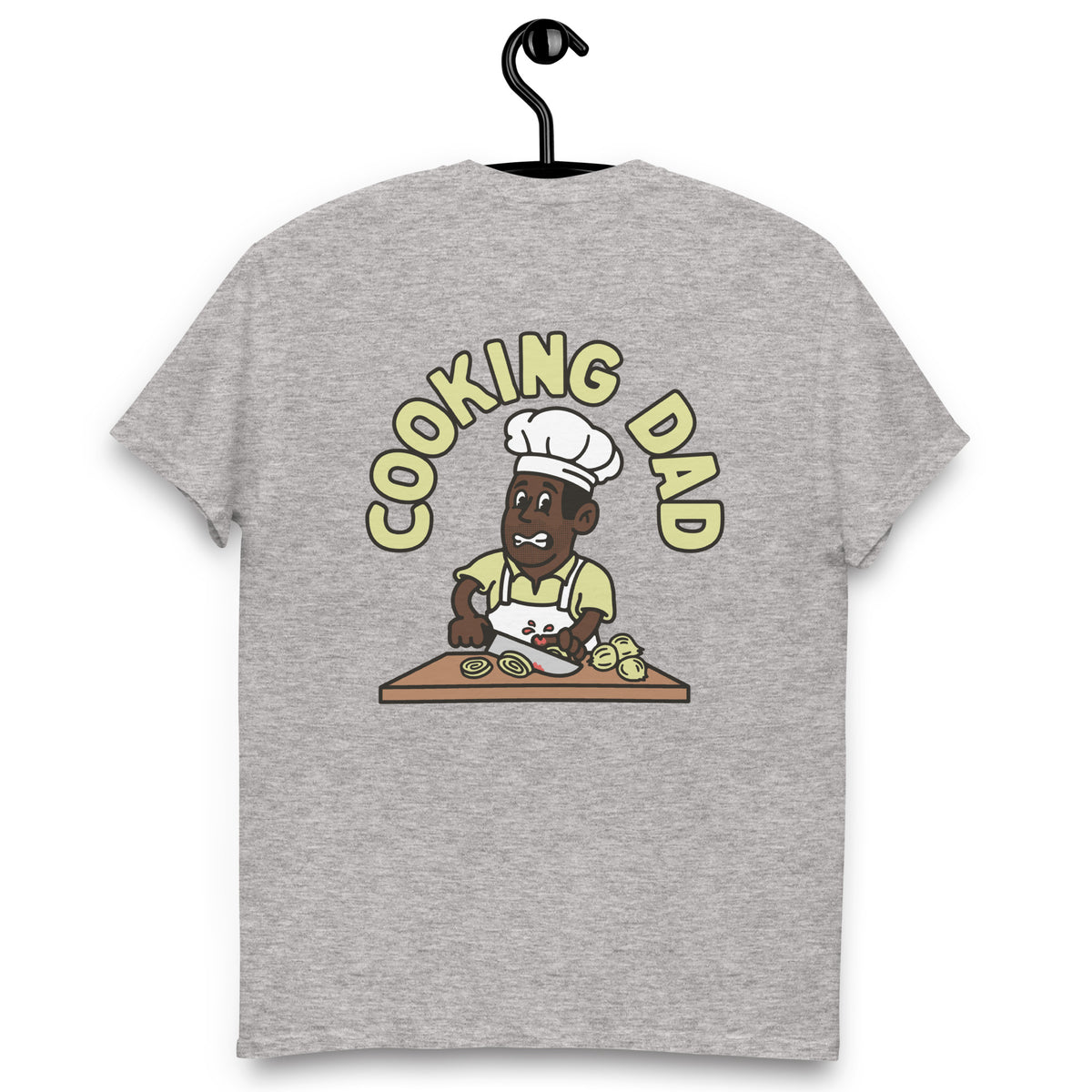 Cooking Black Hair Dark Skin Tone No-Glasses Stubble Dad T-Shirt