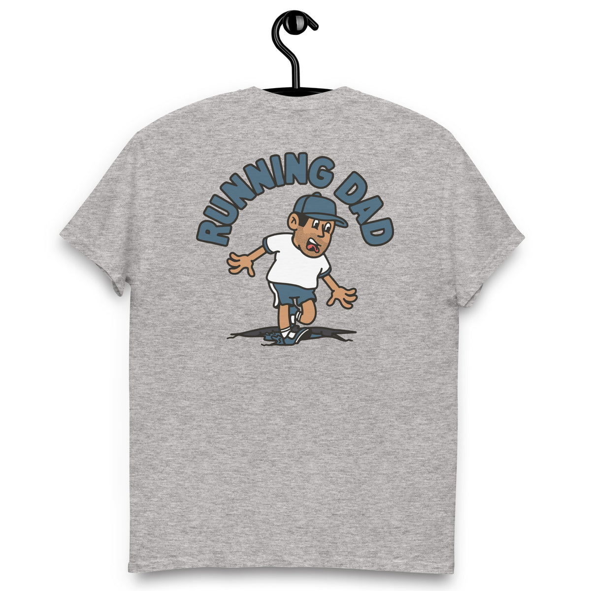 Running Black Hair Tan Skin Tone No-Glasses Stubble Dad T-Shirt