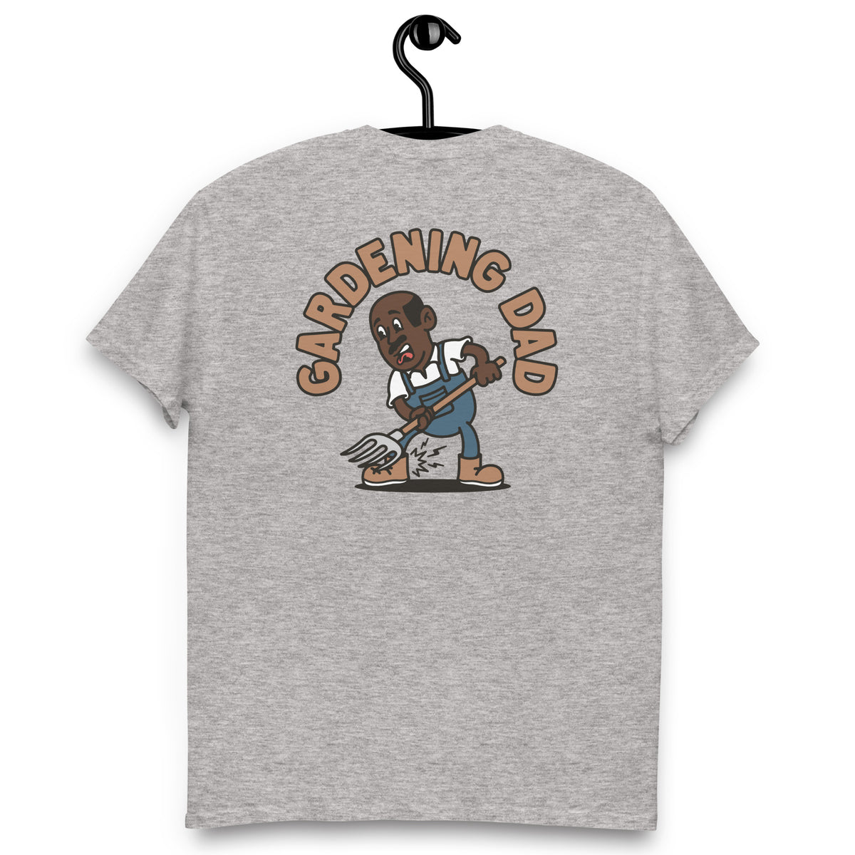 Gardening Black Hair Dark Skin Tone No-Glasses Bald Moustache Dad T-Shirt