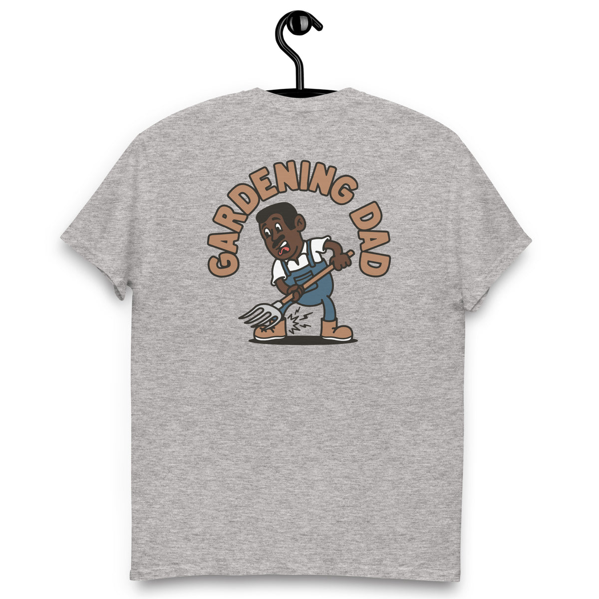 Gardening Black Hair Dark Skin Tone No-Glasses Short Moustache Dad T-Shirt