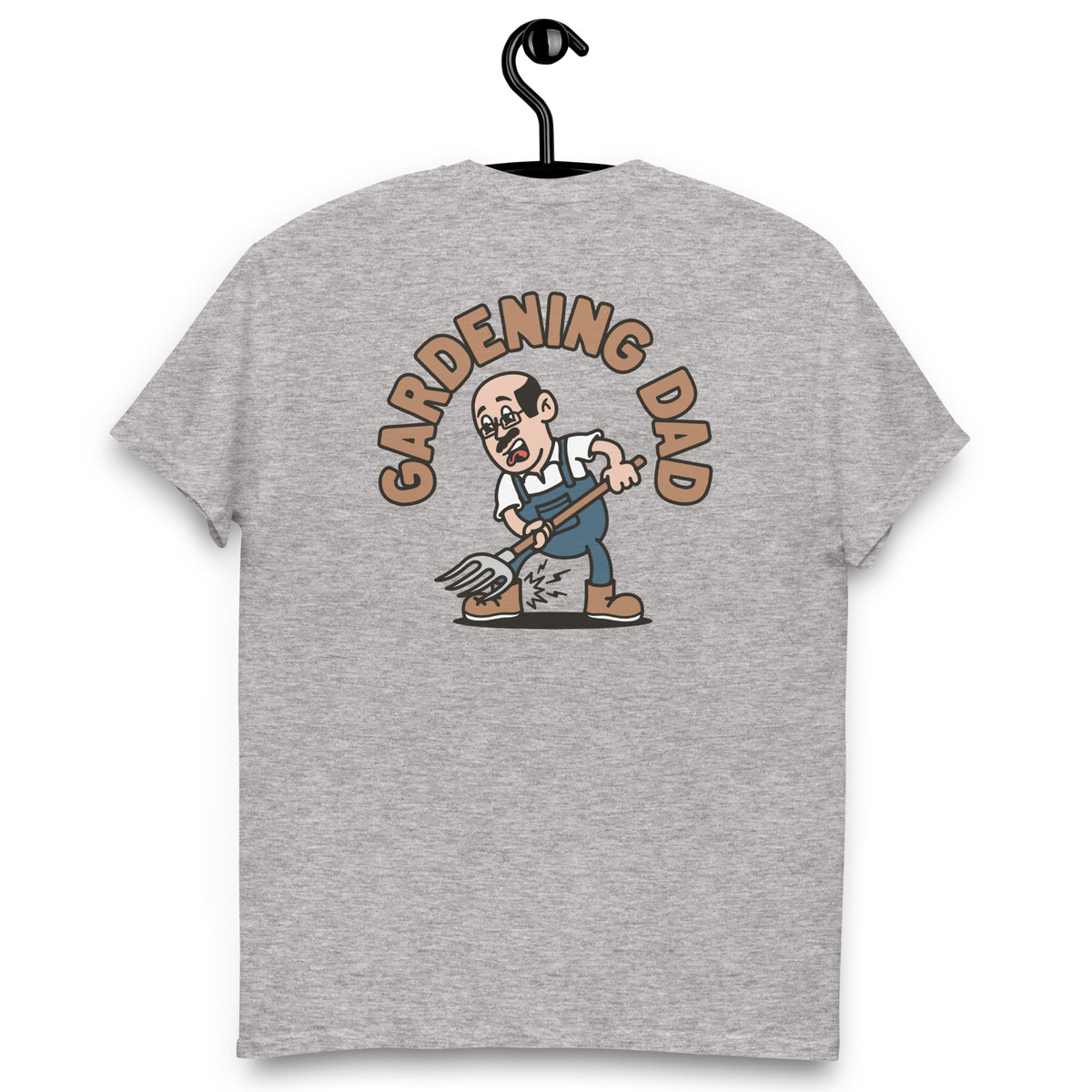 Gardening Black Hair Light Skin Tone Glasses Bald Moustache Dad T-Shirt