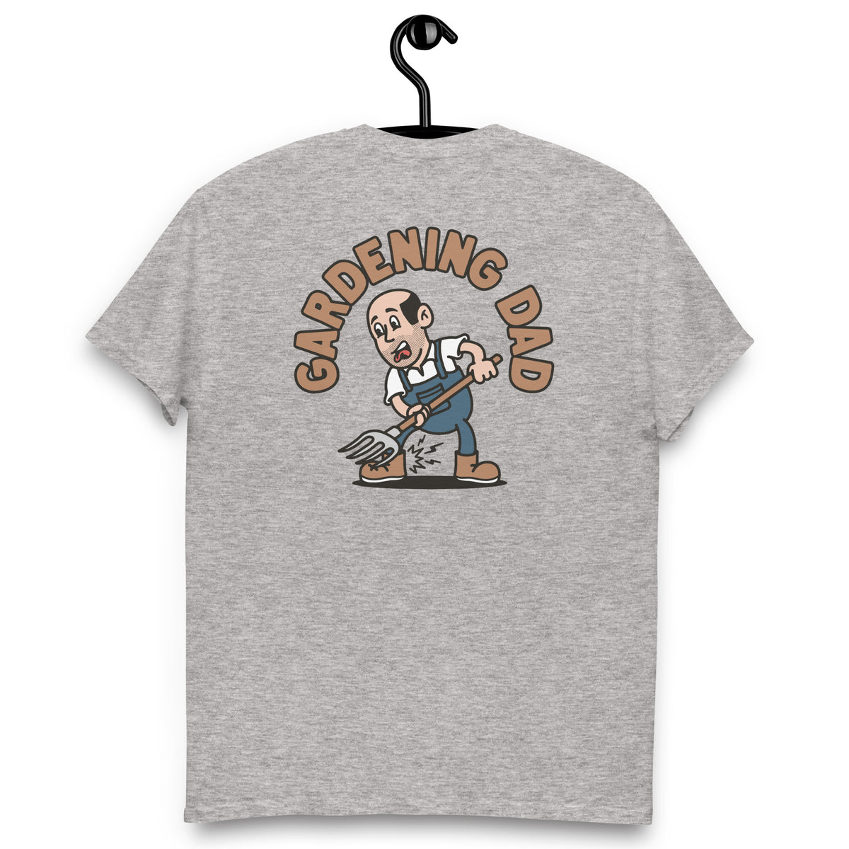 Gardening Black Hair Light Skin Tone No-Glasses Bald Stubble Dad T-Shirt