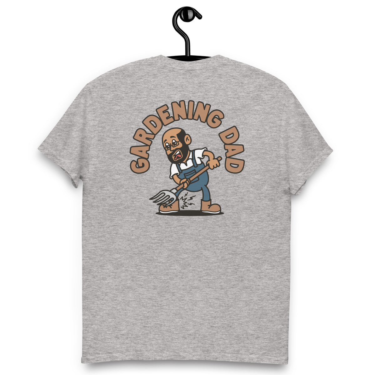 Gardening Black Hair Tan Skin Tone Glasses Bald Beard Dad T-Shirt