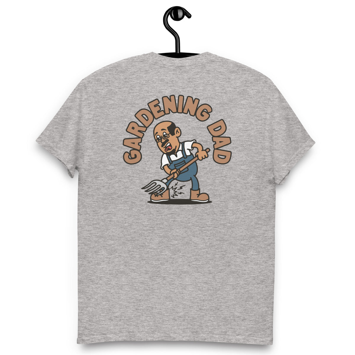 Gardening Black Hair Tan Skin Tone Glasses Bald Moustache & Chin Beard Dad T-Shirt