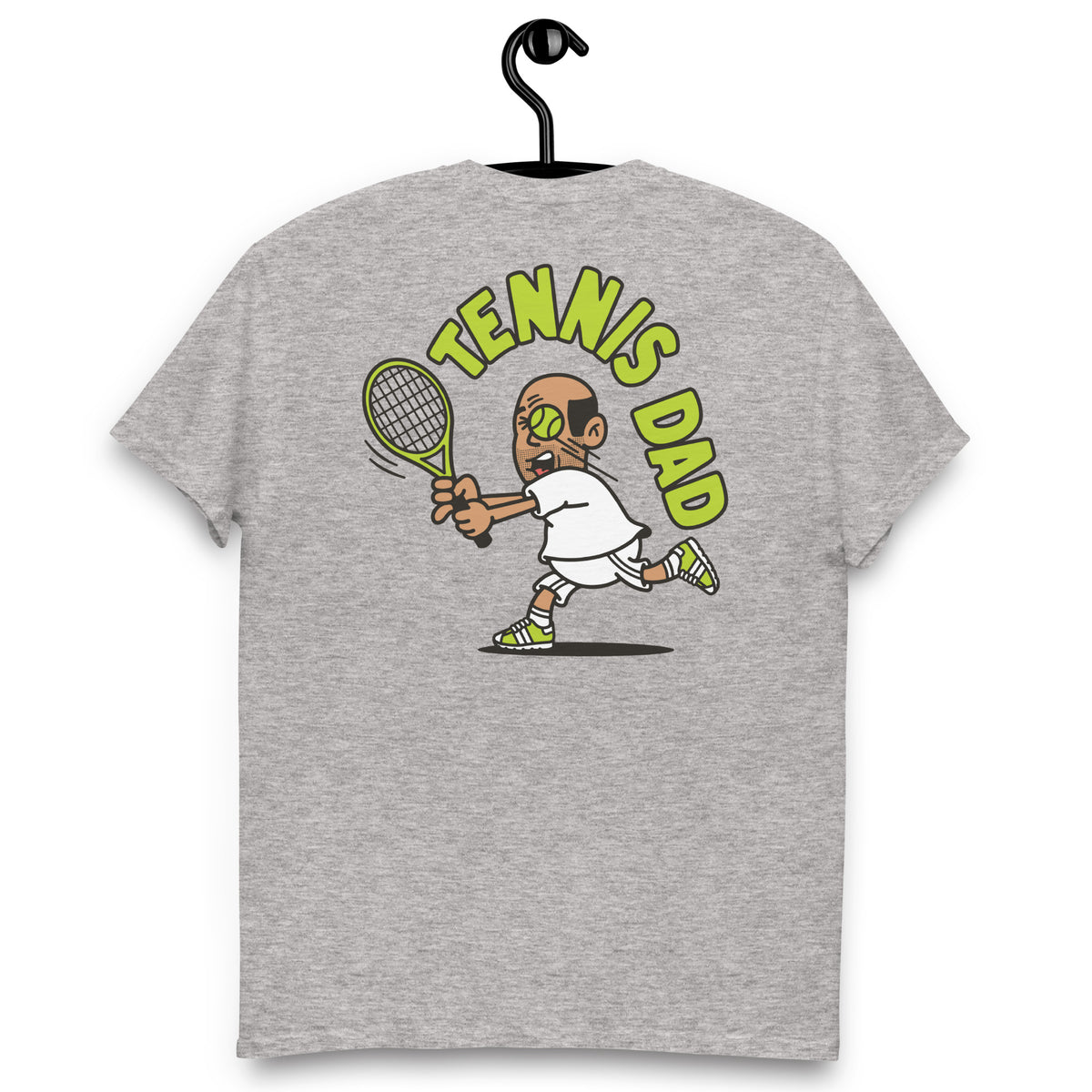 Tennis Black Hair Tan Skin Tone No-Glasses Bald Stubble Dad T-Shirt