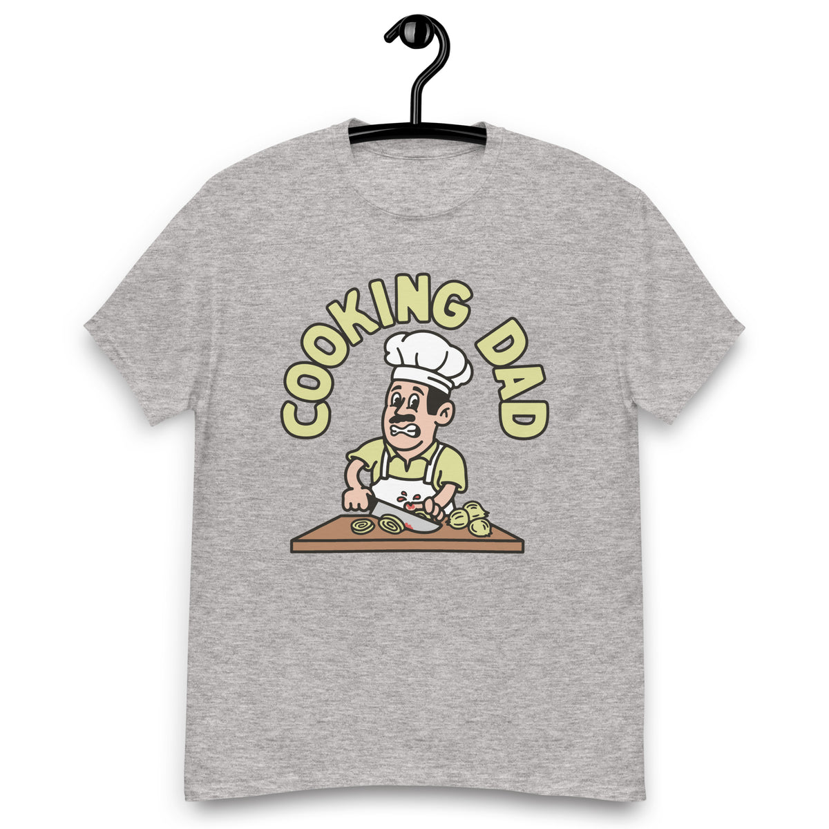 Cooking Black Hair Light Skin Tone No-Glasses Moustache Dad T-Shirt
