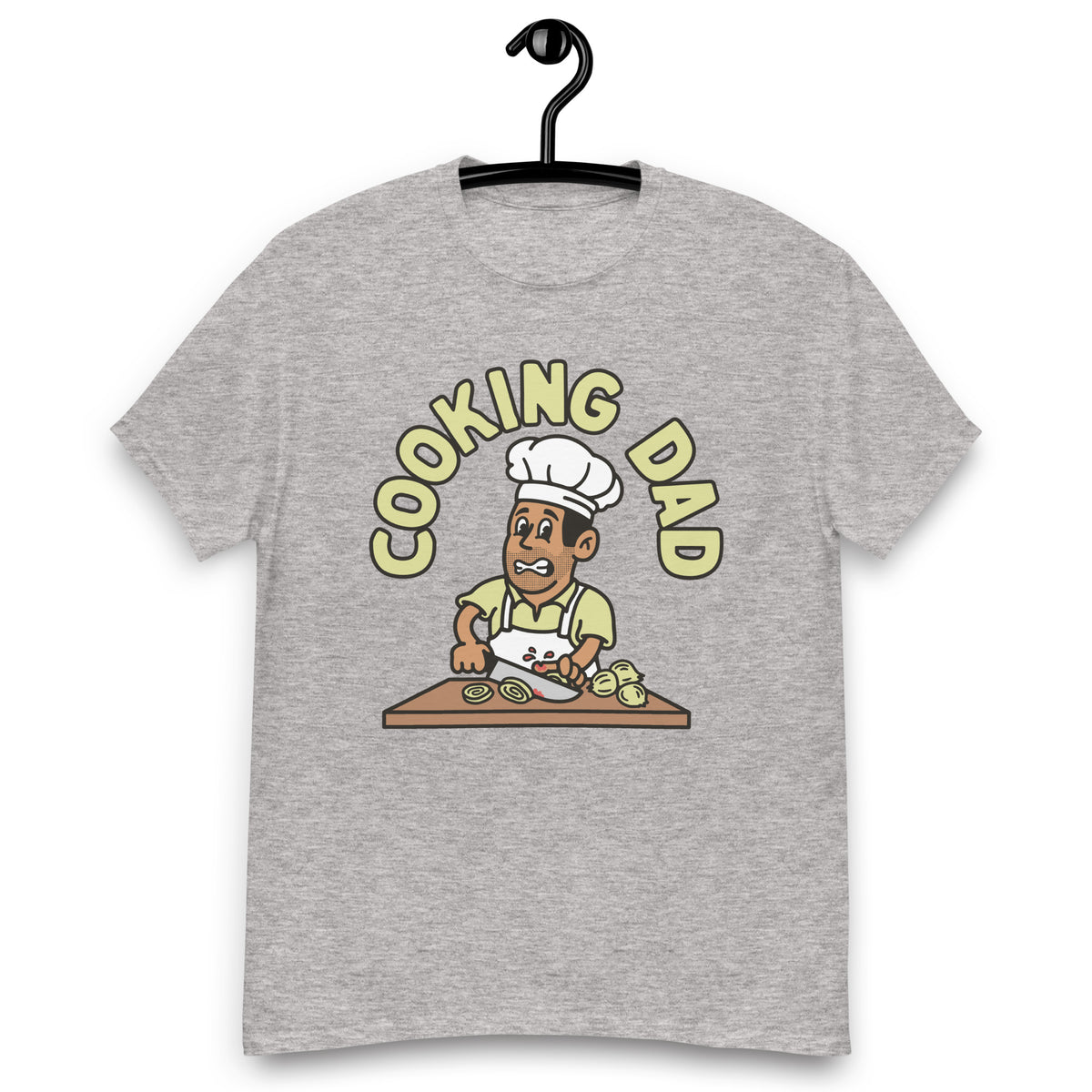 Cooking Black Hair Tan Skin Tone No-Glasses Stubble Dad T-Shirt