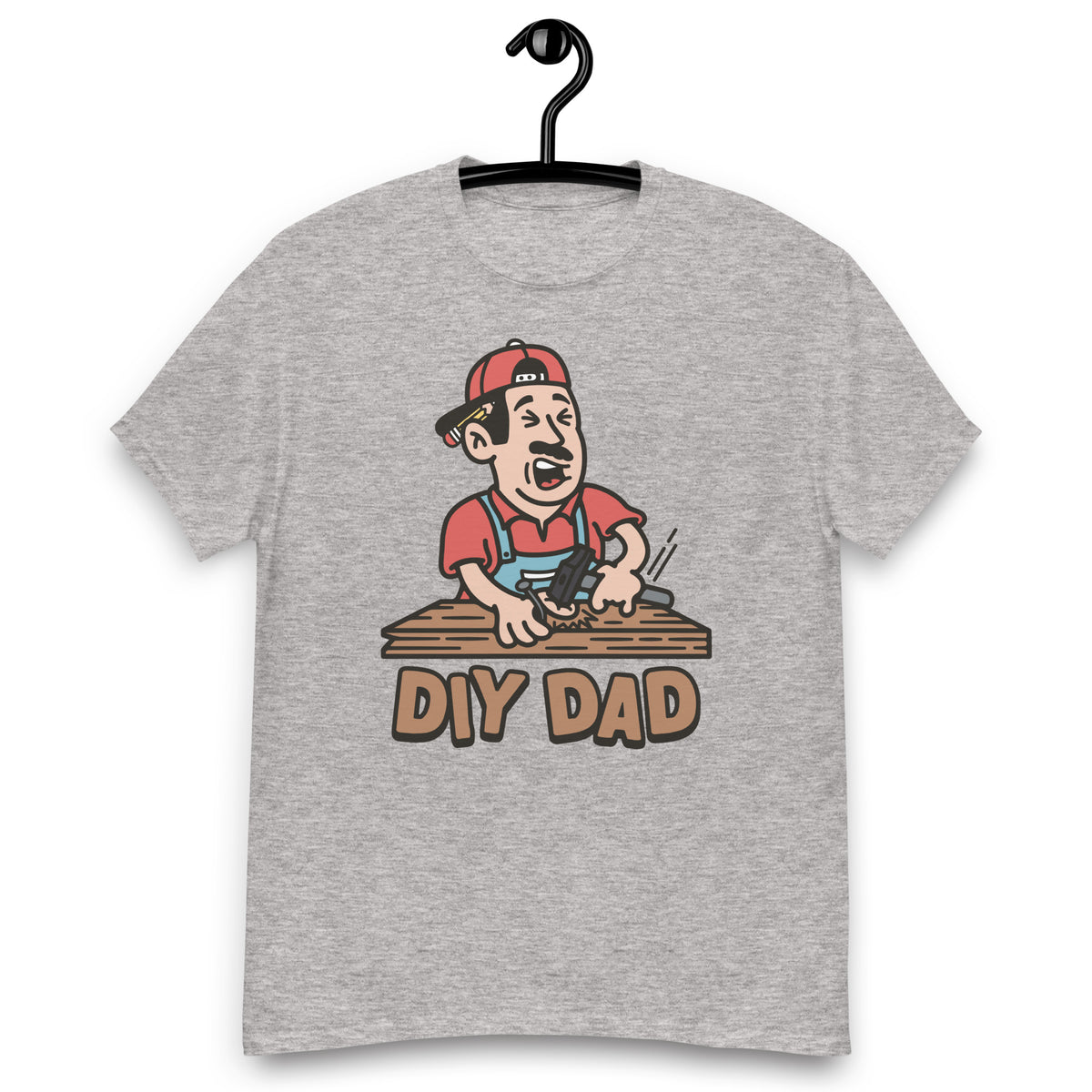 DIY Black Hair Light Skin Tone No-Glasses Moustache Dad T-Shirt