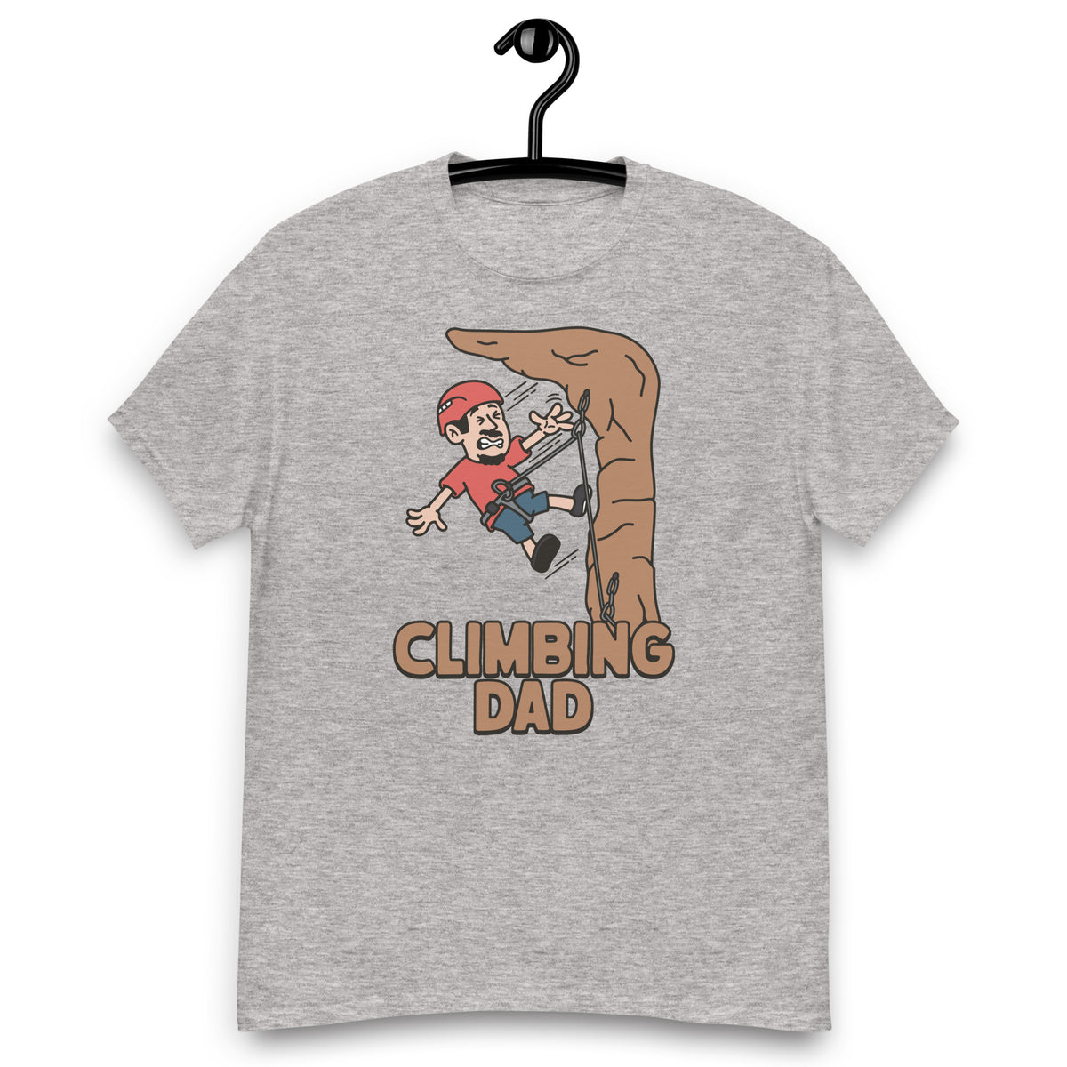 Climbing Black Hair Light Skin Tone No-Glasses Moustache & Chin Beard Dad T-Shirt