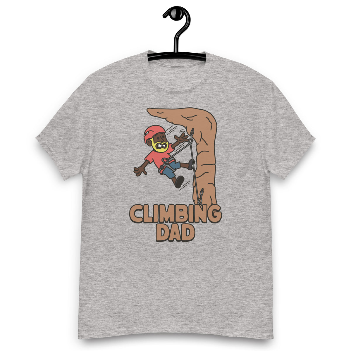 Climbing Blond Hair Dark Skin Tone No-Glasses Beard Dad T-Shirt