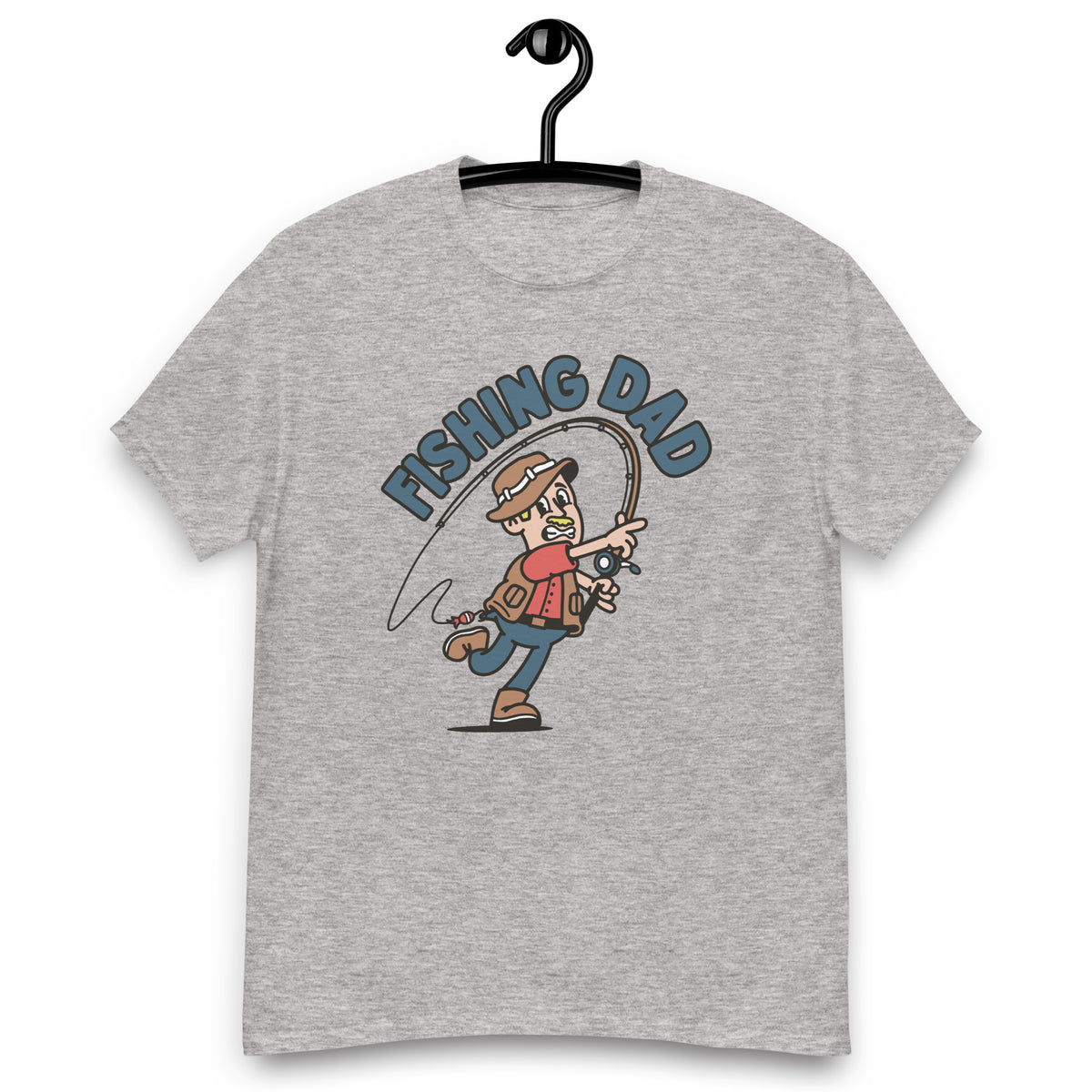 Fishing Blond Hair Light Skin Tone No-Glasses Moustache Dad T-Shirt