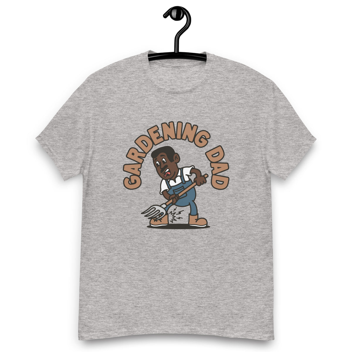 Gardening Black Hair Dark Skin Tone No-Glasses Short Moustache Dad T-Shirt