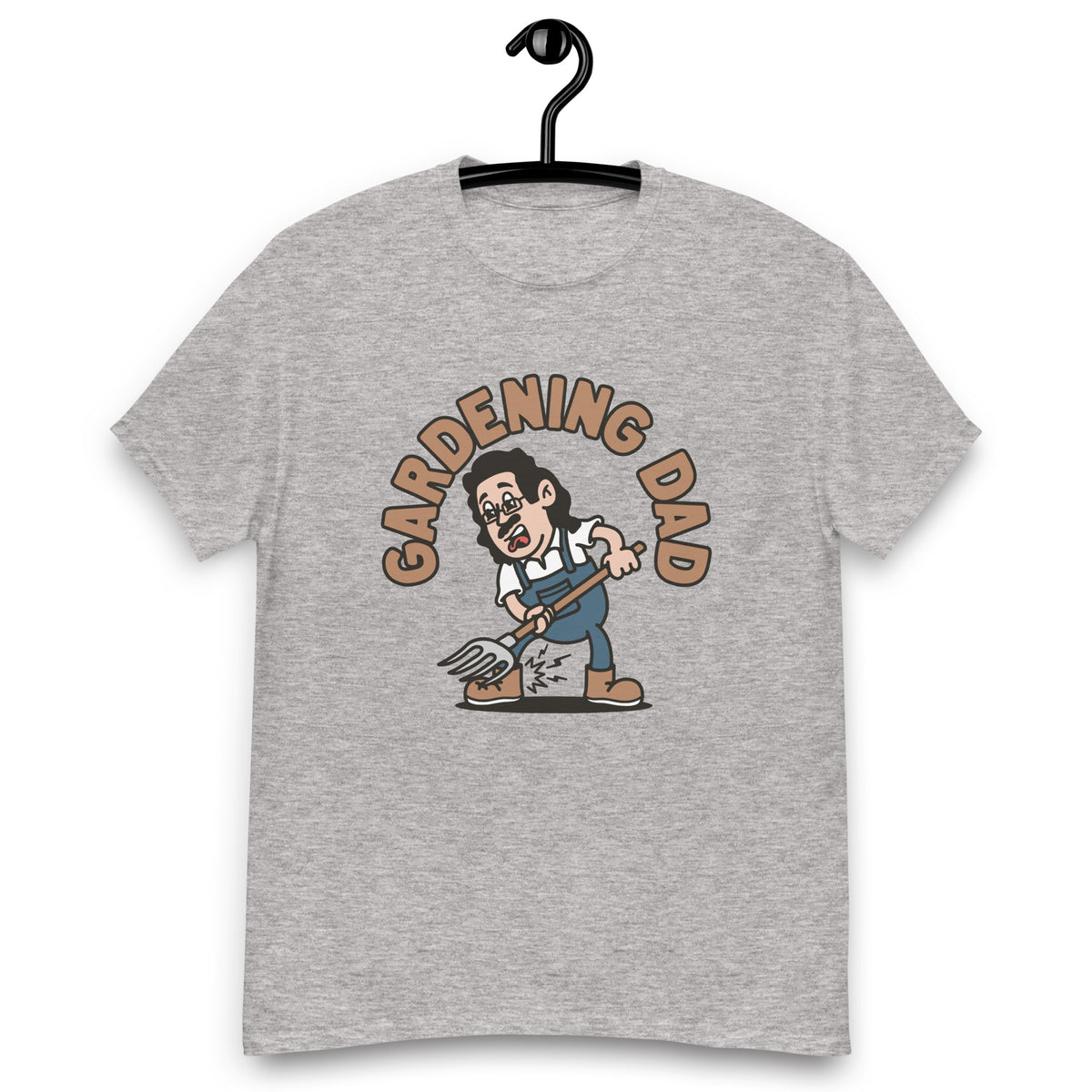 Gardening Black Hair Light Skin Tone Glasses Long Moustache Dad T-Shirt