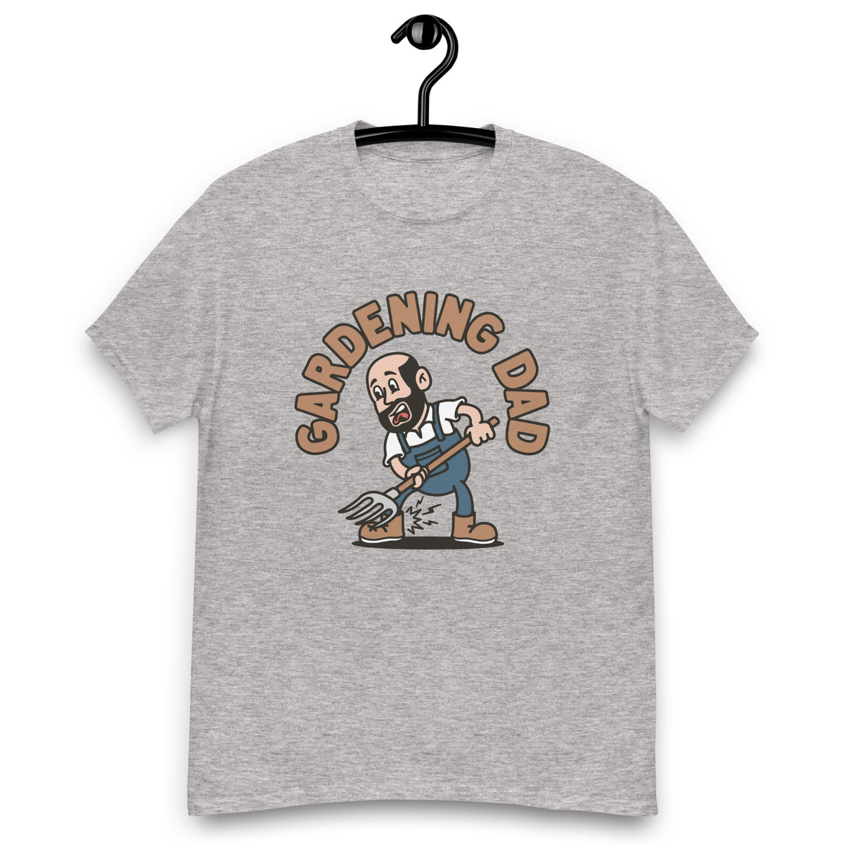 Gardening Black Hair Light Skin Tone No-Glasses Bald Beard Dad T-Shirt