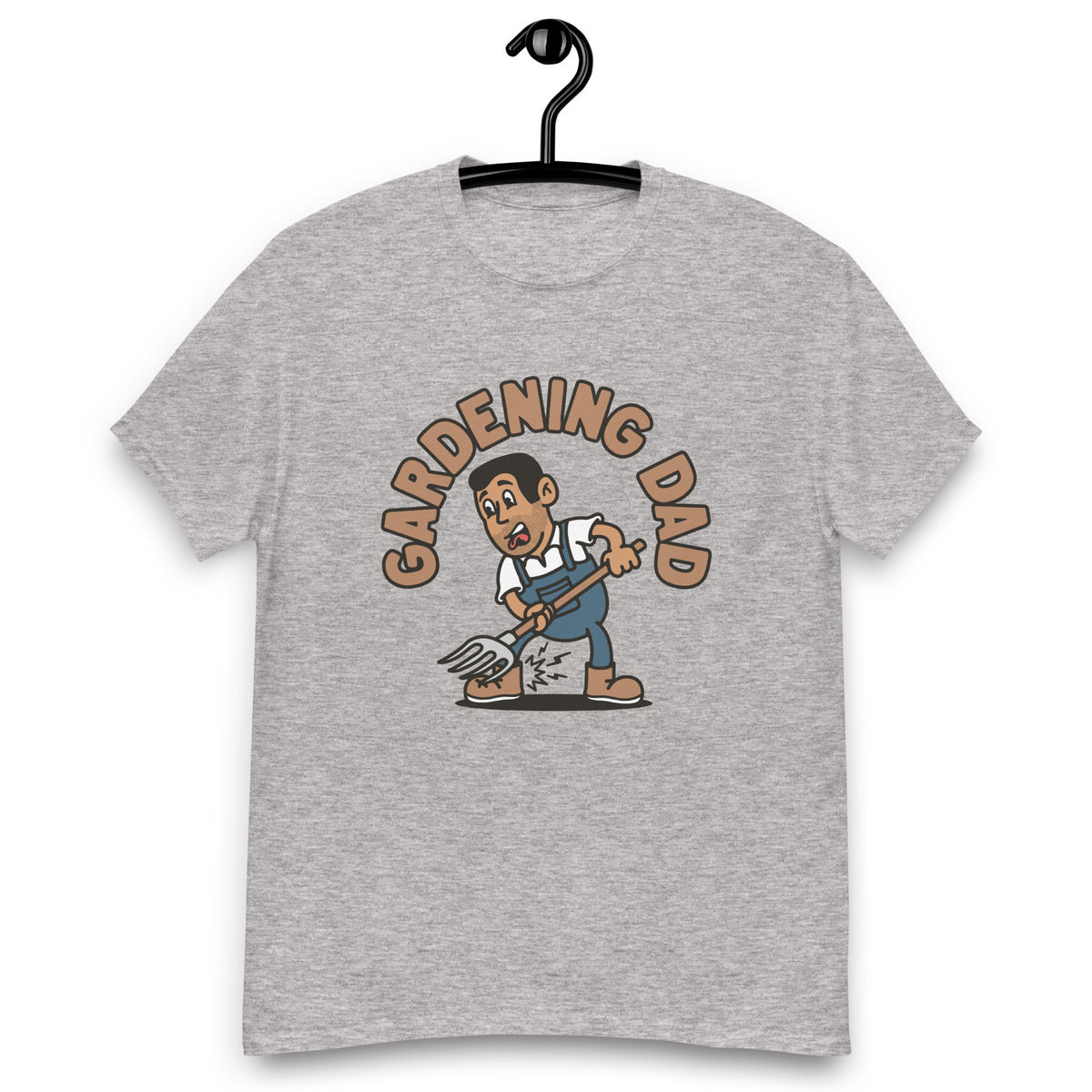 Gardening Black Hair Tan Skin Tone No-Glasses Short Stubble Dad T-Shirt
