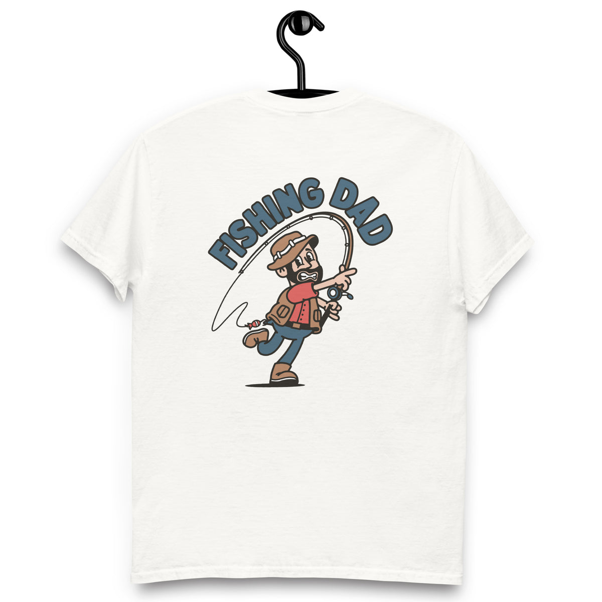 Fishing Black Hair Light Skin Tone No-Glasses Beard Dad T-Shirt