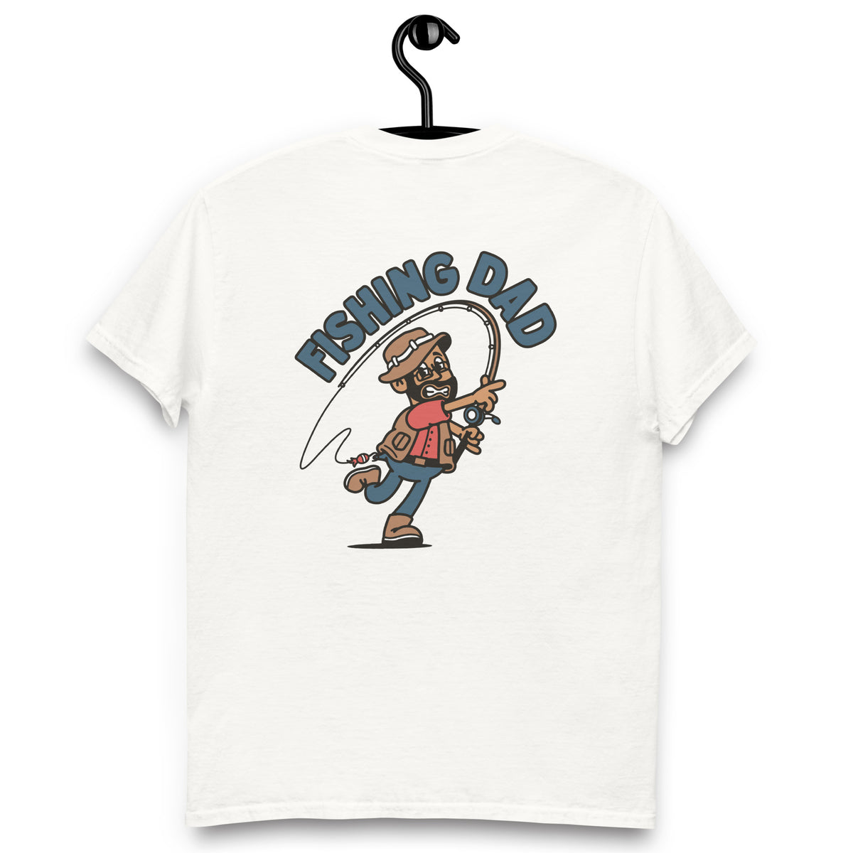 Fishing Black Hair Tan Skin Tone Glasses Beard Dad T-Shirt