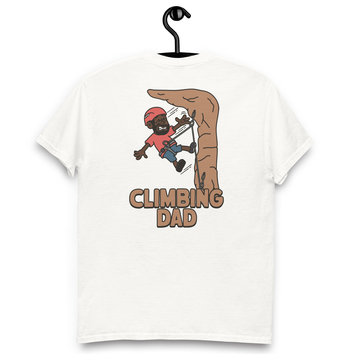 Climbing Black Hair Dark Skin Tone Glasses Beard Dad T-Shirt