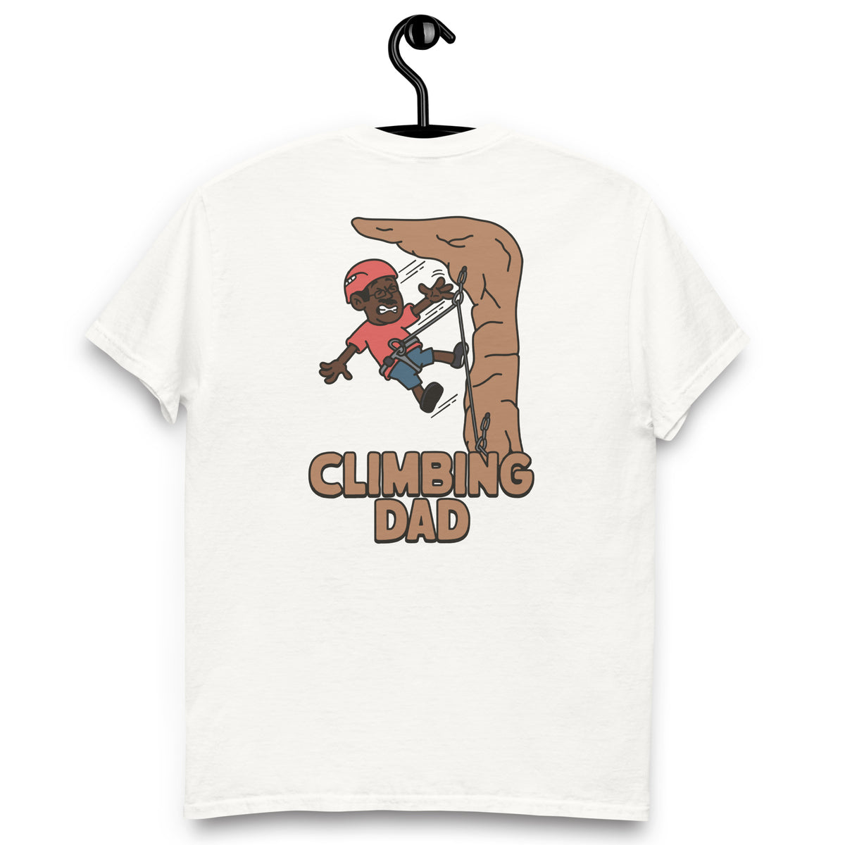Climbing Black Hair Dark Skin Tone Glasses Moustache Dad T-Shirt
