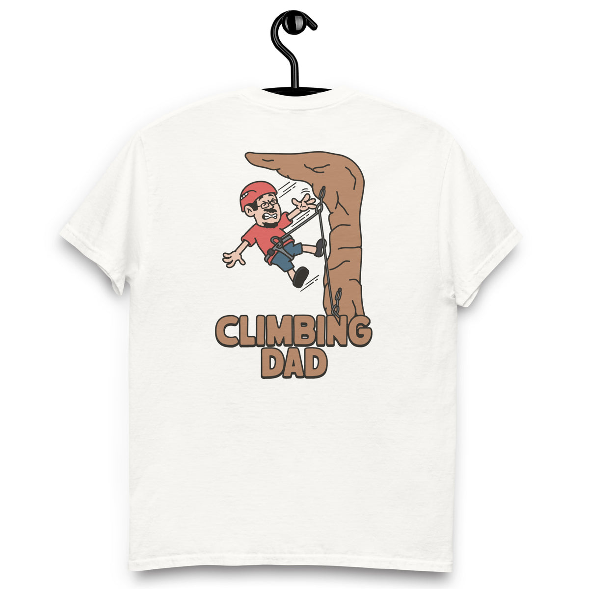 Climbing Black Hair Light Skin Tone Glasses Moustache & Chin Beard Dad T-Shirt