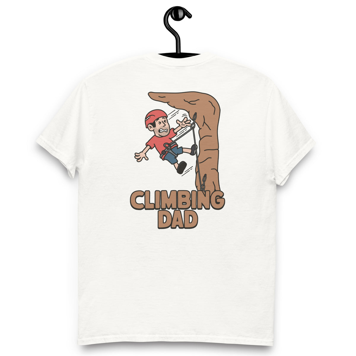 Climbing Black Hair Light Skin Tone No-Glasses Stubble Dad T-Shirt